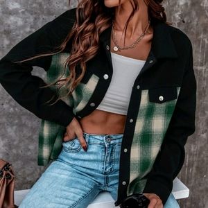 🌿NEW INVENTORY🌿Drop Shoulder Button Front Plaid Jacket